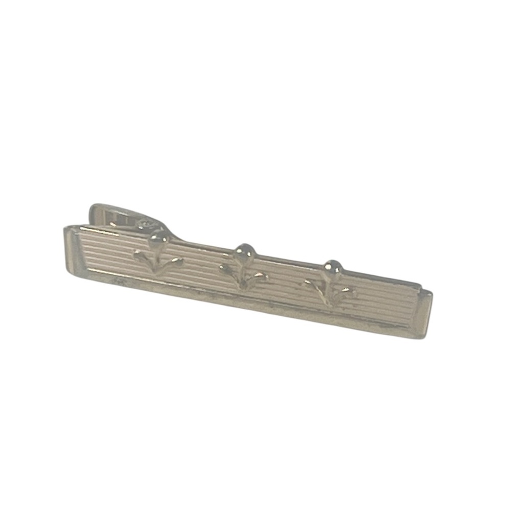 Vintage Goldtone and Cream Bar Tie Clip with Raised Accents Father’s Day Easter - Picture 4 of 6